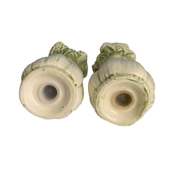 Vintage Celery Salt & Pepper Shakers Green White Made 1960s MCM Mid Century - Picture 7 of 10